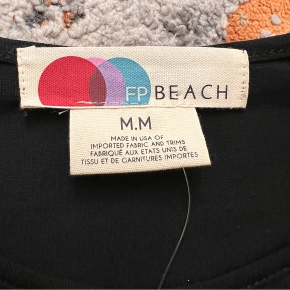 FREE PEOPLE Beach Vance Mini Dress Keyhole Long Sleeve Size M NWT - Picture 3 of 9